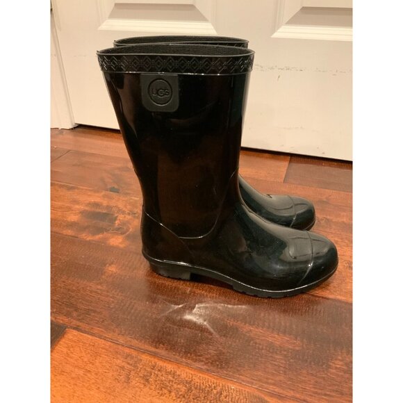 UGG Australia Black Rubber Mid-Calf Rain Boots, Size 5.5 (US) - Picture 3 of 8